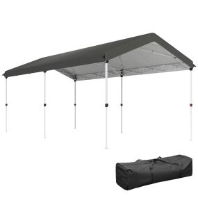 Carpa Plegable 6x3 m Cenador de Jardín con Altura Ajustable en 3 Niveles Protección UV50+ Impermeable y Bolsa de Transporte Gazebo para Exterior Fiestas Camping Gris Oscuro