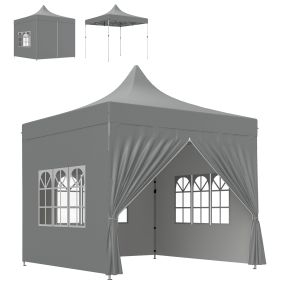 Carpa Plegable Pop-up Gazebo 3x3 m Cenador Plegable con 4 Paredes Laterales Anti-UV Altura Ajustable Marco Metálico Robusta y Bolsa de Transporte para Camping Fiestas Gris