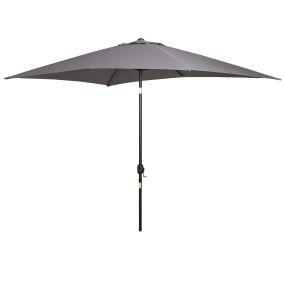 Sombrilla de Aluminio 200x300x240 cm Parasol Rectangular de Jardín Inclinable con Manivela y Poste Desmontable para Terraza Piscina Patio Exterior Gris