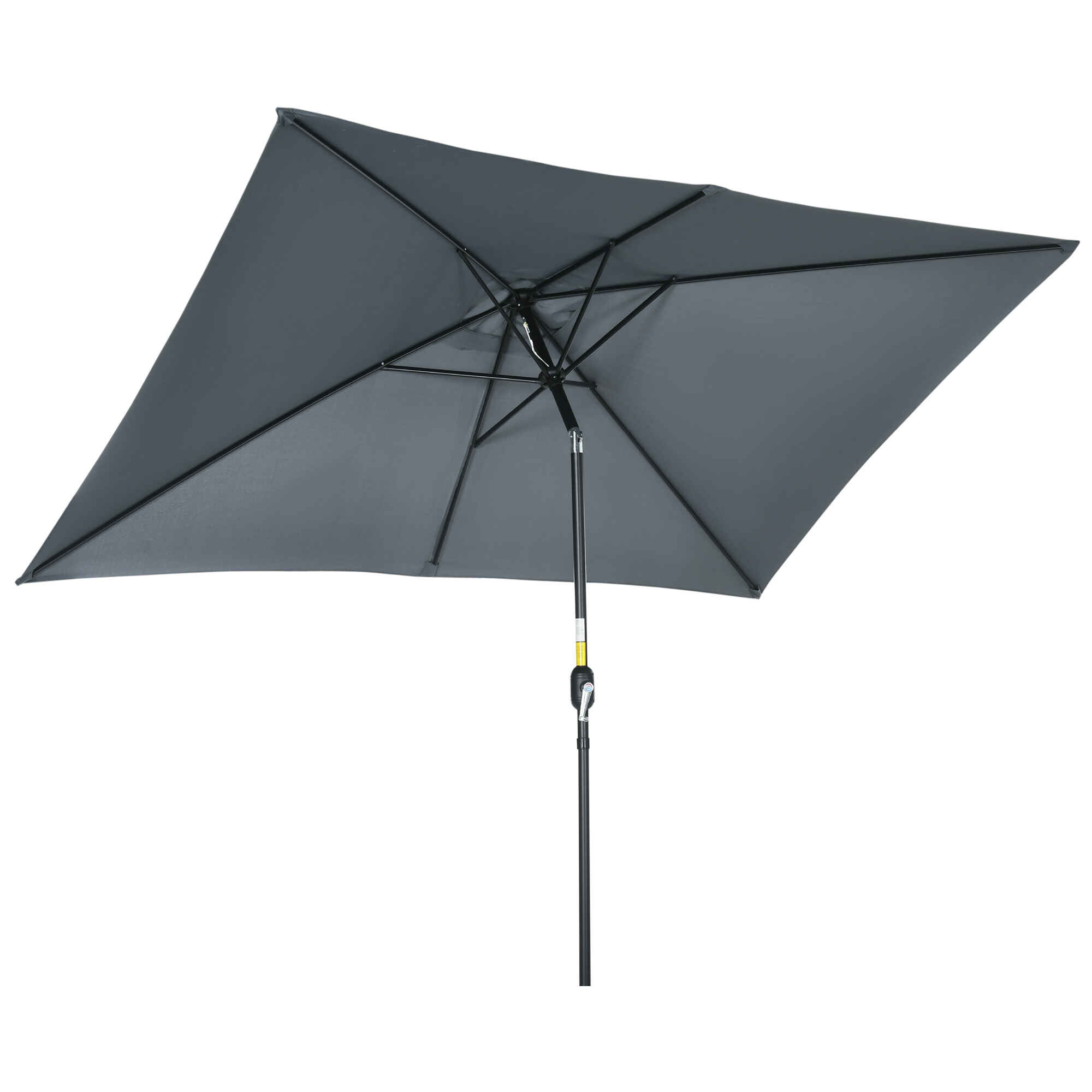 Sombrilla de Aluminio 200x300x253 cm Parasol Rectangular de Jardín Inclinable con Manivela y Poste Desmontable Anti-UV para Terraza Piscina Patio Exterior Gris