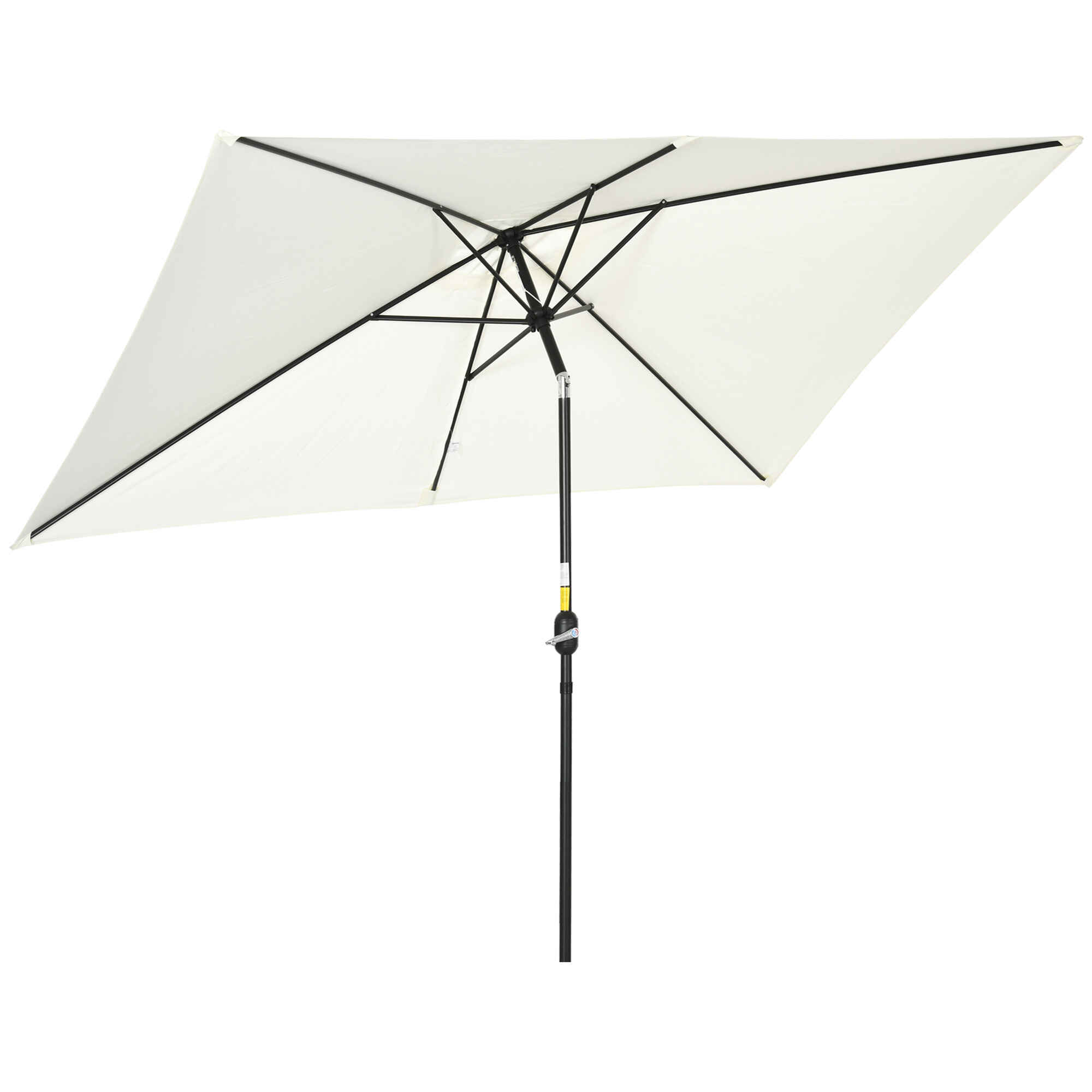 Sombrilla de Aluminio 200x300x253 cm Parasol Rectangular de Jardín Inclinable con Manivela y Poste Desmontable Anti-UV para Terraza Piscina Patio Exterior Crema