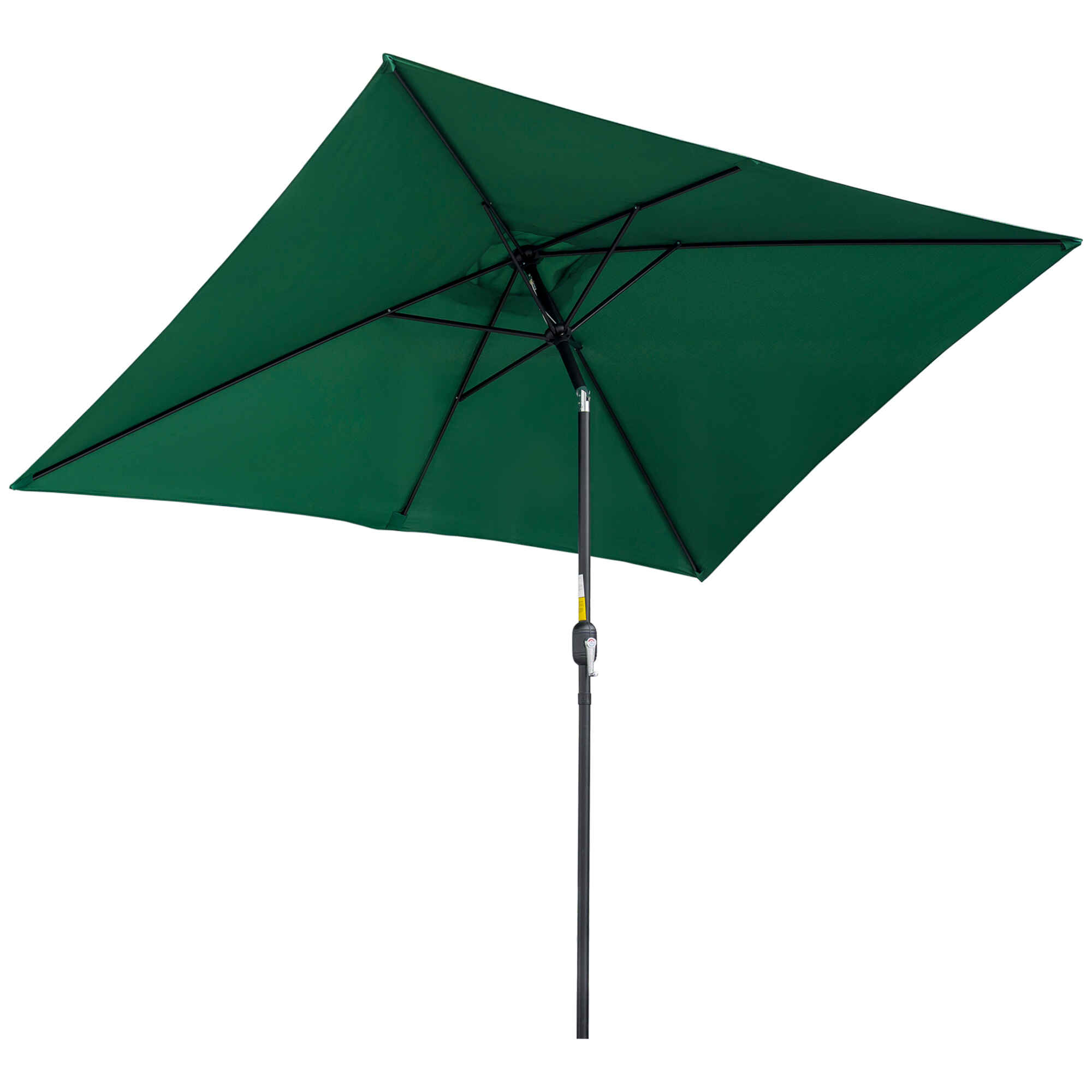 Sombrilla de Aluminio 195x295x253 cm Parasol Rectangular de Jardín Inclinable con Manivela y Poste Desmontable para Terraza Piscina Patio Exterior Verde