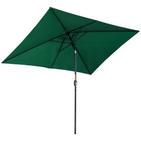 Sombrilla de Aluminio 195x295x253 cm Parasol Rectangular de Jardín Inclinable con Manivela y Poste Desmontable para Terraza Piscina Patio Exterior Verde