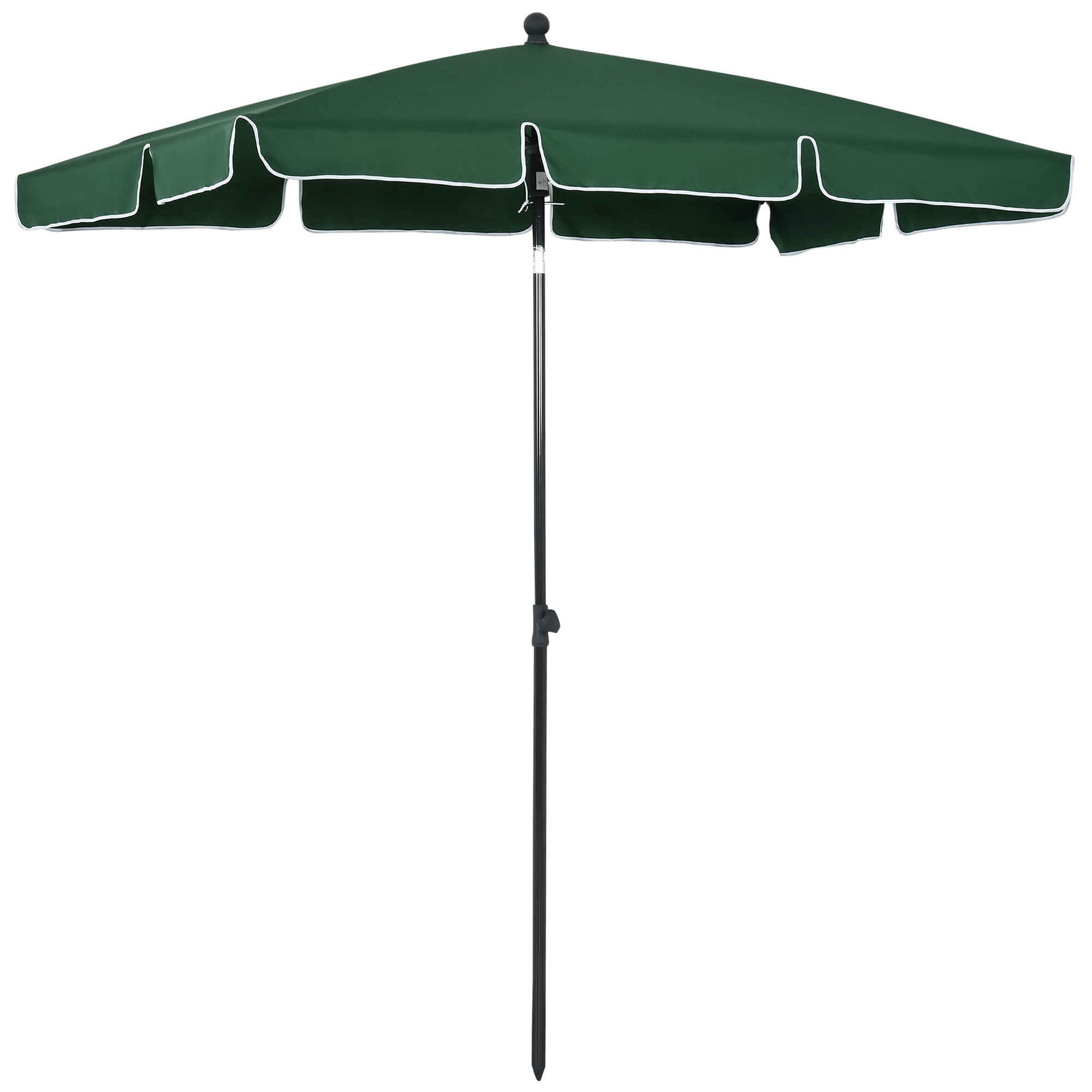 Sombrilla de Jardín de Aluminio 198x130x245 cm Parasol de Jardín Rectangular con Función de Inclinación para Terraza Patio Exterior Verde