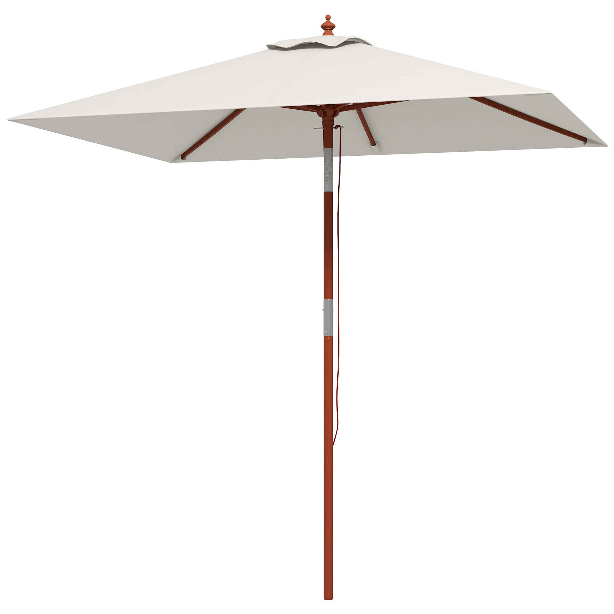 Sombrilla Terraza Exterior 200x150 cm Sombrilla de Jardín Rectangular con Ángulo Ajustable Mástil de Madera y Manivela Parasol para Patio Terraza Beige