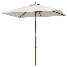 Sombrilla Terraza Exterior 200x150 cm Sombrilla de Jardín Rectangular con Ángulo Ajustable Mástil de Madera y Manivela Parasol para Patio Terraza Beige