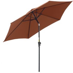 Sombrilla para Jardín de Aluminio Ø260x235 cm Parasol de Jardín Reclinable con Manivela y 6 Varillas de Metal para Terraza Exterior Balcón Café
