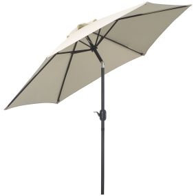 Sombrilla para Jardín de Aluminio Ø260x235 cm Parasol de Jardín Reclinable con Manivela y 6 Varillas de Metal para Terraza Exterior Balcón Crema