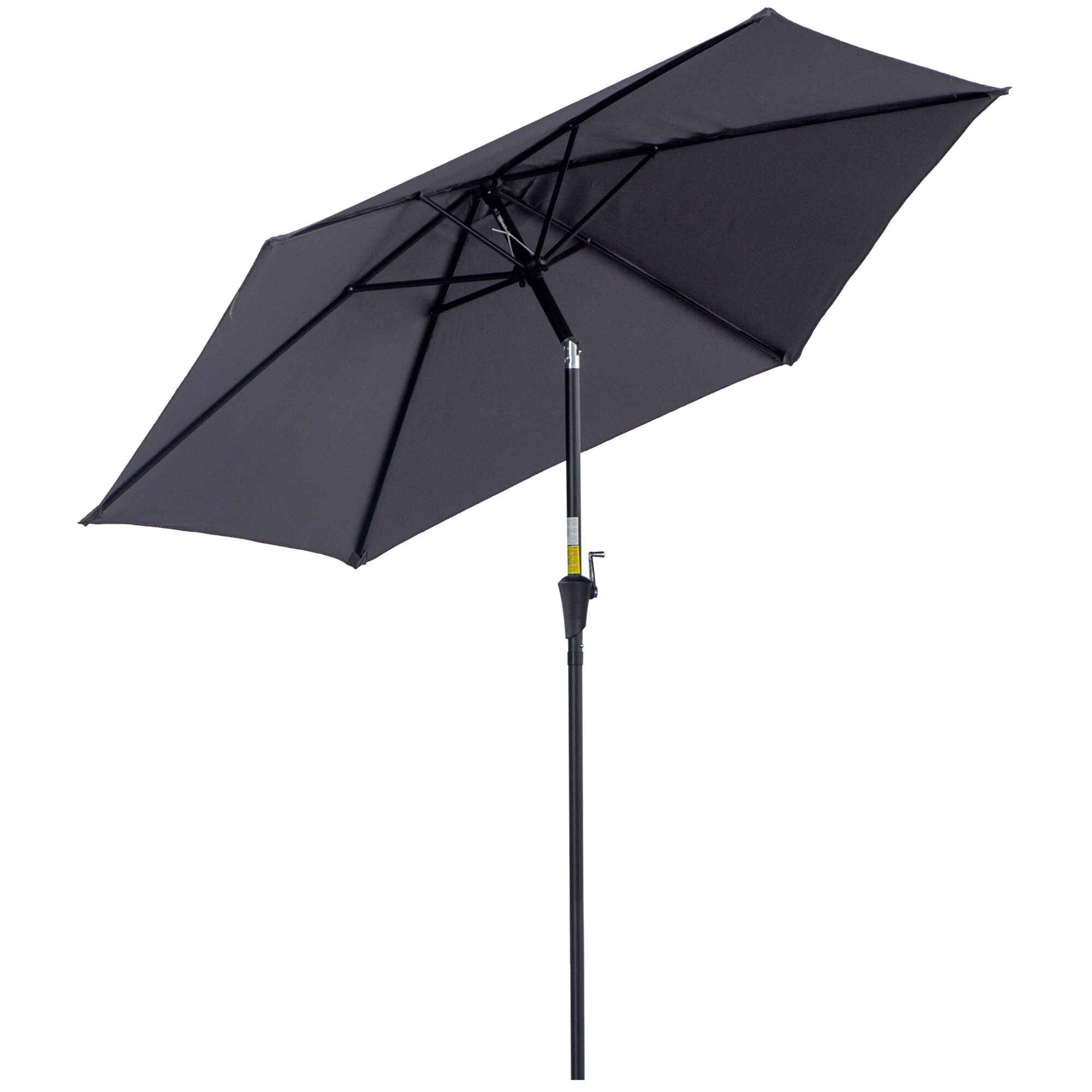 Sombrilla para Jardín de Aluminio Ø260x235 cm Parasol de Jardín Reclinable con Manivela y 6 Varillas de Metal para Terraza Exterior Balcón Gris