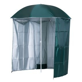 Sombrilla de Playa con Panel Lateral Ø220x220 cm Parasol para Terraza con Apertura Manual 8 Varillas de Acero y Bolsa de Transporte para Jardín Piscina Verde