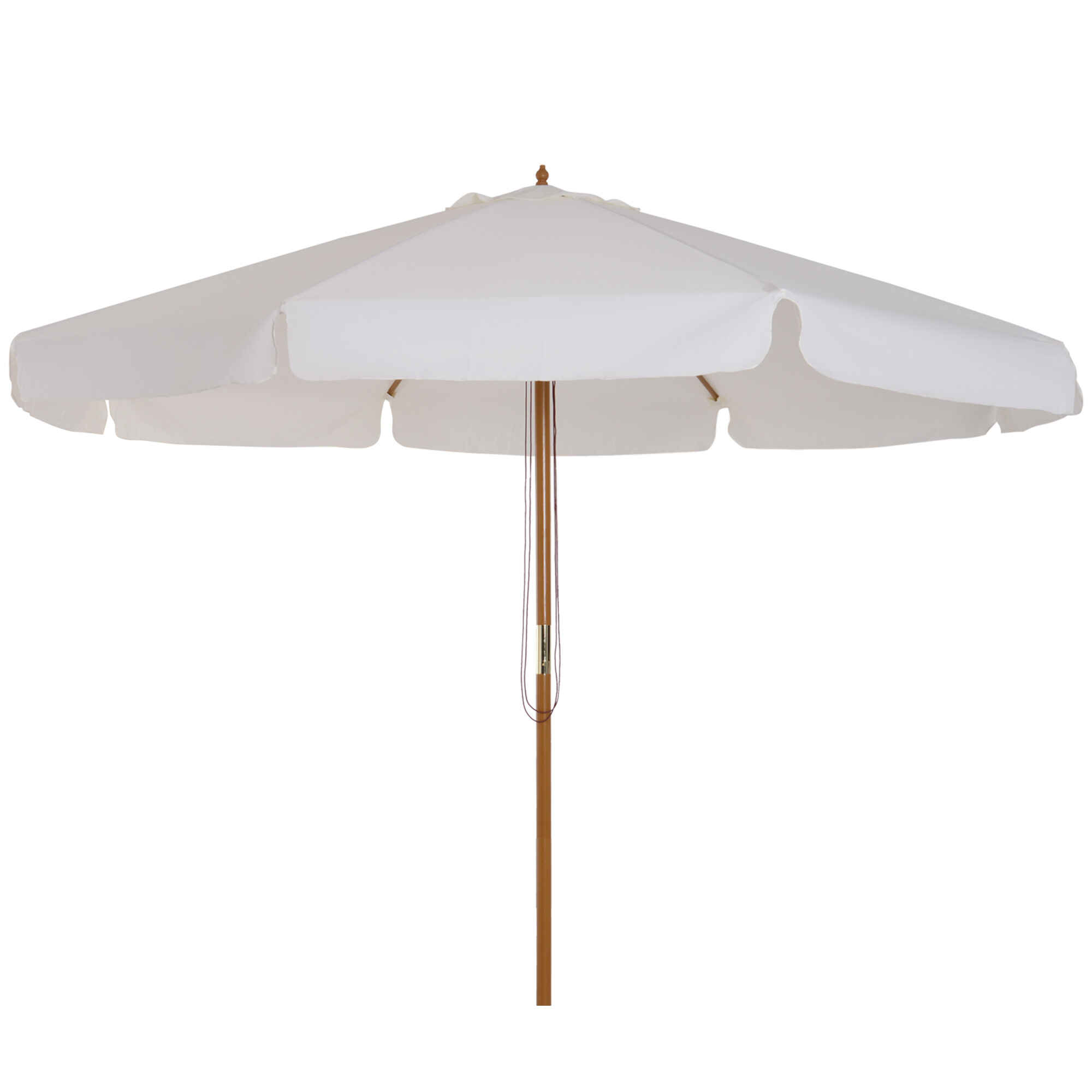 Sombrilla Terraza Exterior Ø325 cm Sombrilla de Jardín con Sistema de Polea Techo Ventilado 8 Varillas de Bambú y Poste de Madera Parasol para Patio Terraza Beige