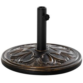 Base de Sombrilla Peso 13 kg Soporte para Parasol Redondo de HDPE y Cemento para Poste de Paraguas de Ø35/38/48 mm para Terraza Patio Jardín Playa Ø48x34 cm Bronce