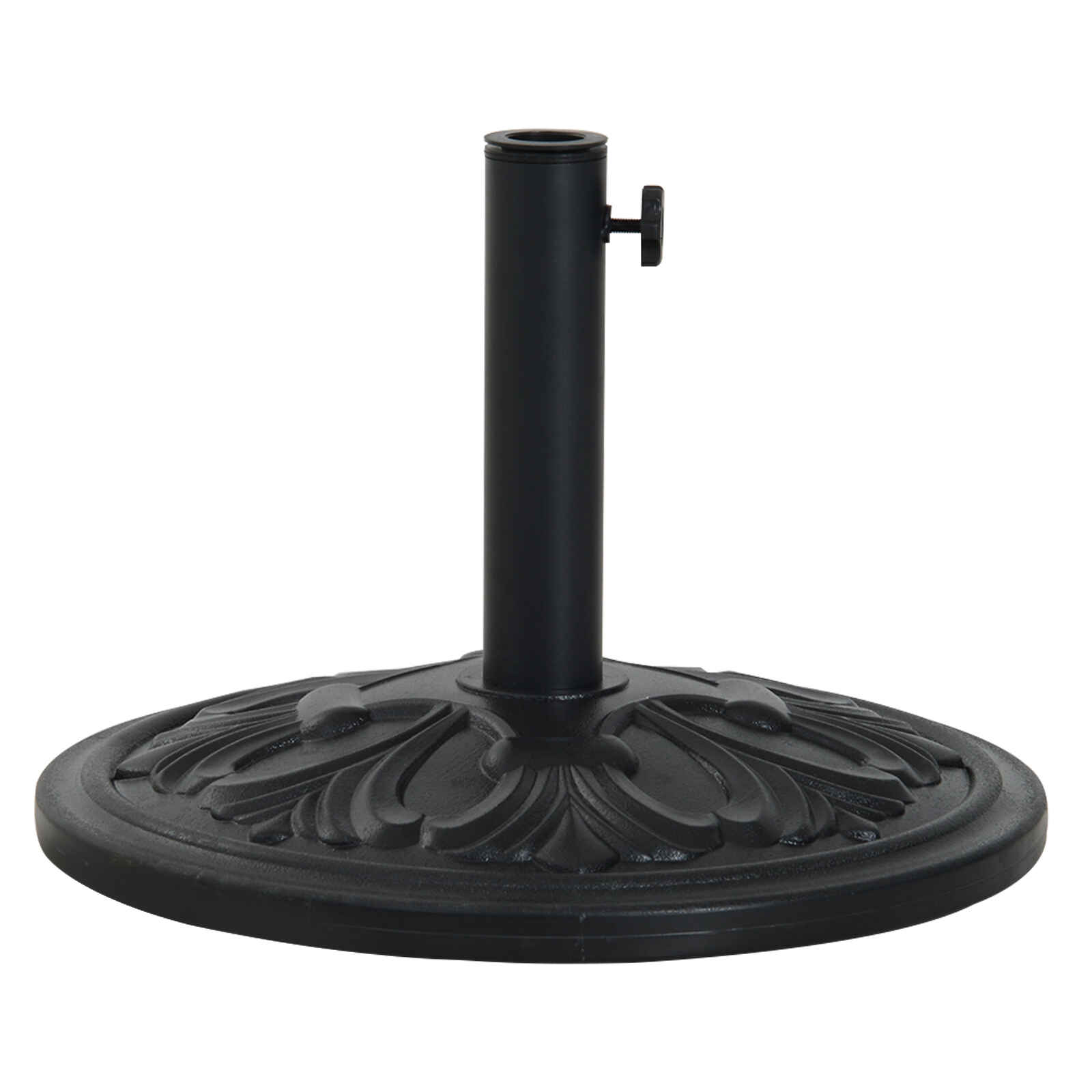 Base de Sombrilla Peso 13 kg Soporte para Parasol Redondo de HDPE y Cemento para Poste de Paraguas de Ø35/38/48 mm para Terraza Patio Jardín Playa Ø48x34 cm Negro