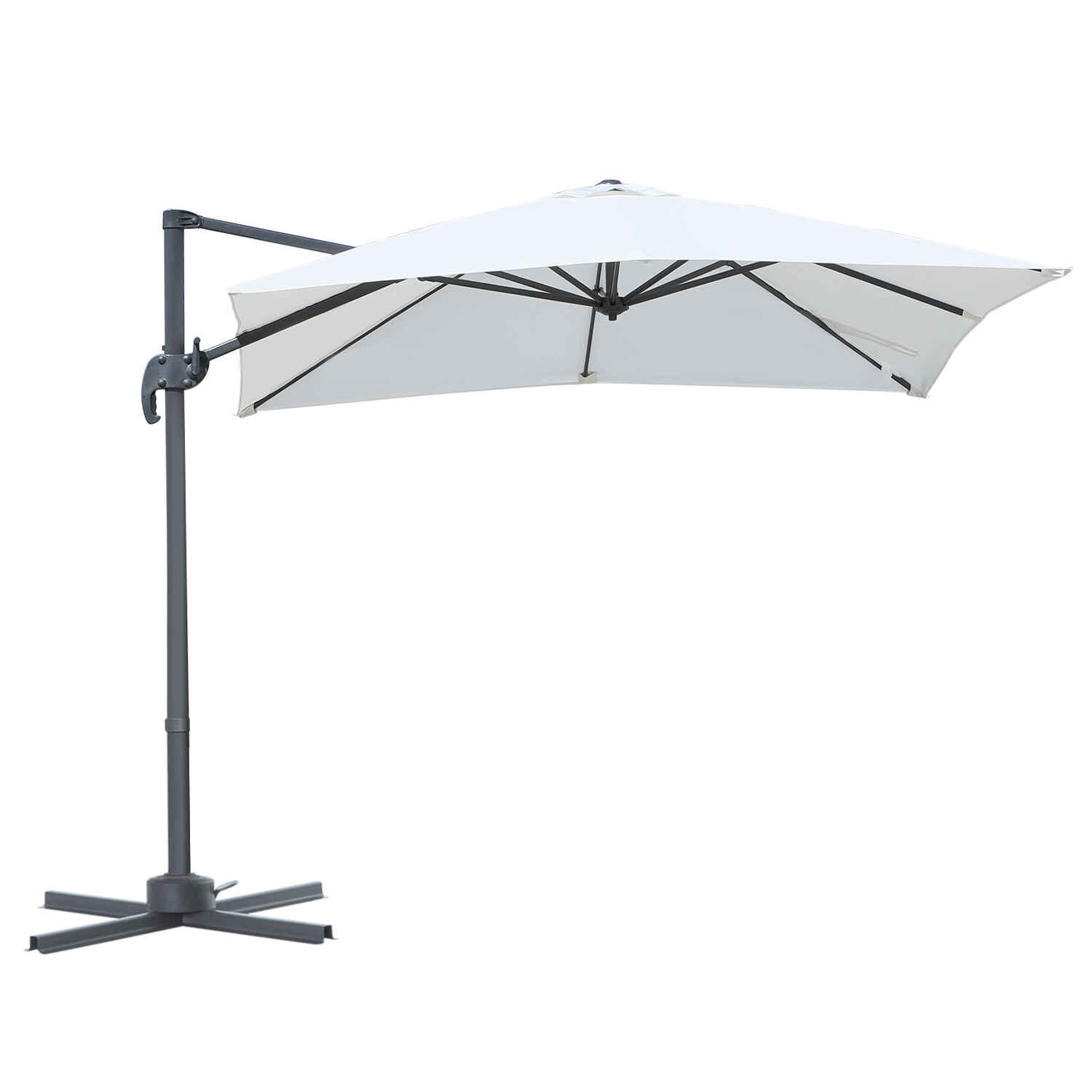 Sombrilla de Aluminio Jardín 245x245x248 cm Parasol Excéntrico con Rotación 360° Inclinación de 5 Niveles con Manivela y Ventilación para Patio Terraza Beige