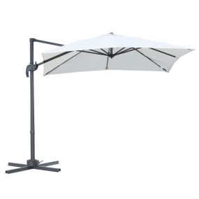 Sombrilla de Aluminio Jardín 245x245x248 cm Parasol Excéntrico con Rotación 360° Inclinación de 5 Niveles con Manivela y Ventilación para Patio Terraza Beige