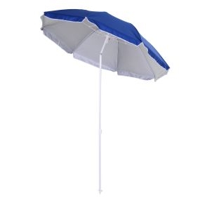 Sombrilla de Playa Grande Ø160 cm Sombrilla de Terraza Exterior con Ángulo Ajustable Protección UV Impermeable y Bolsa de Transporte Azul