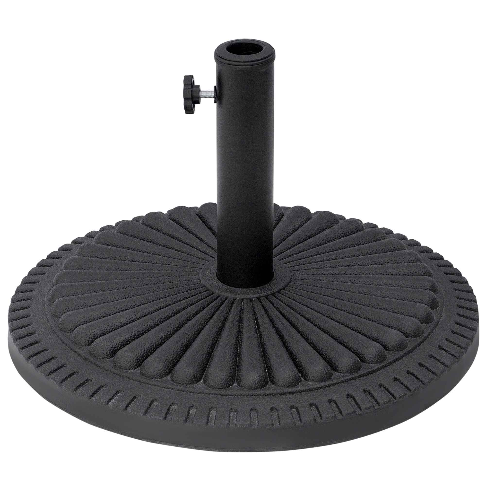 Base para Sombrilla de Jardín Peso Neto 14 kg Soporte de Parasol Apto para Postes de 35mm/38mm/48mm Rellena de Cemento Metal para Terraza Exterior Ø49x32 cm Negro
