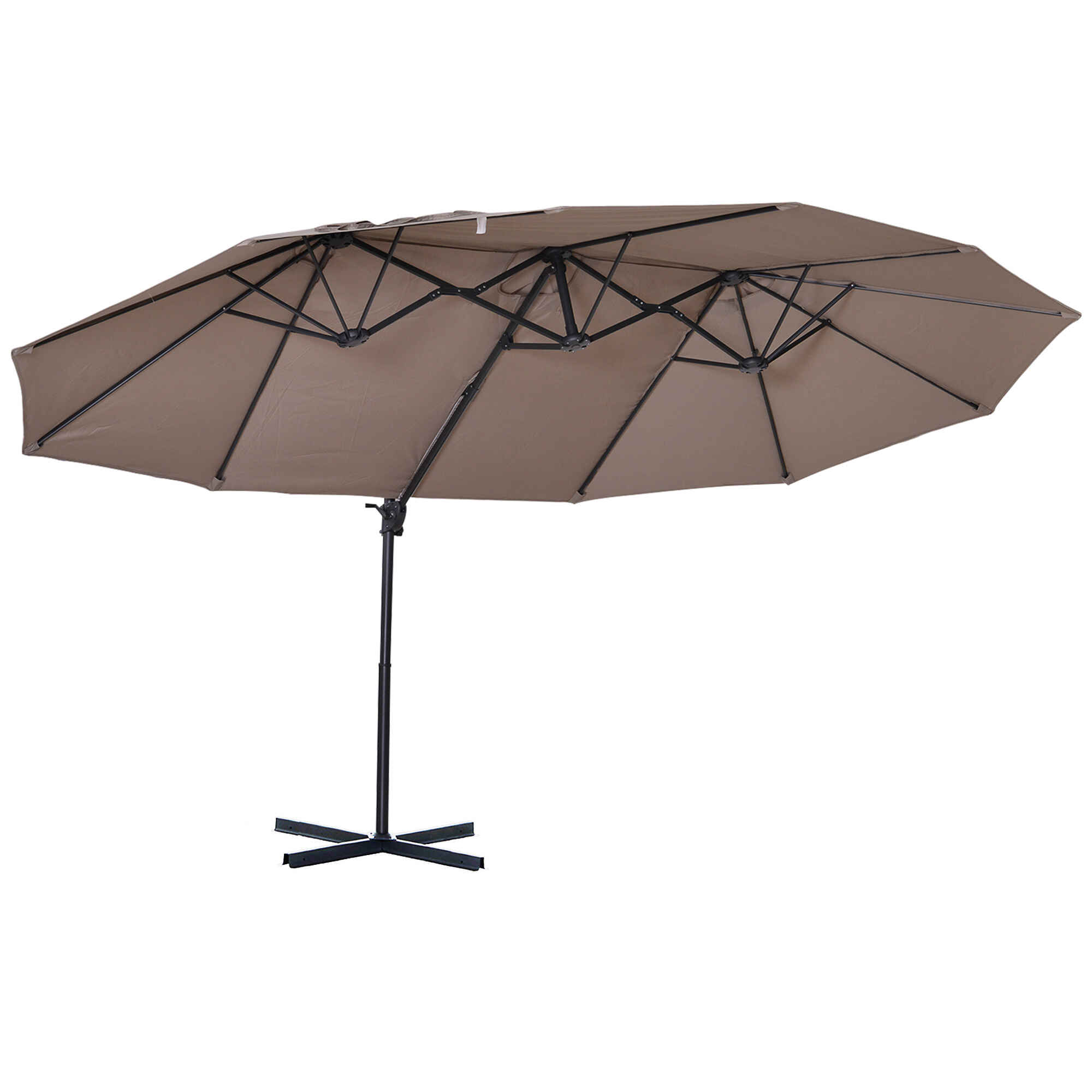 Sombrilla Doble Parasol Grande Inclinable para Jardín con Manivela Abrir y Cerrar Fácilmente 12 Varillas de Acero Ofrece Una Alta Estabilidad 270x440x250 cm Marrón y Negro