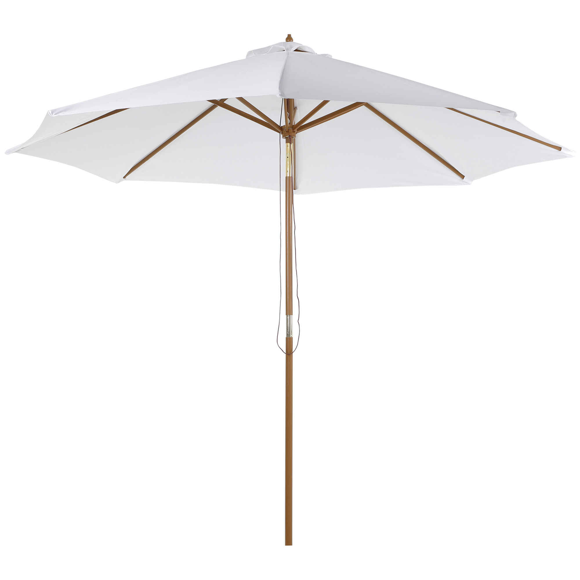 Sombrilla Parasol de Madera Grande Ø300x250cm para Exterior Jardín Patio Altura Ajustable en 3 Niveles Desmontable Portátil Fácil de Guardar y Transportar Color Marfil