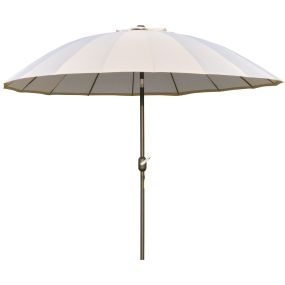 Sombrilla Terraza Exterior Ø250 cm Sombrilla de Jardín con Ángulo Inclinable 18 Varillas y Manivela Impermeable Parasol para Patio Terraza Crema