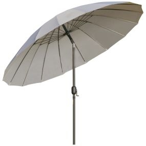 Sombrilla Terraza Exterior Ø250 cm Sombrilla de Jardín con Ángulo Inclinable 18 Varillas y Manivela Impermeable Parasol para Patio Terraza Gris Claro