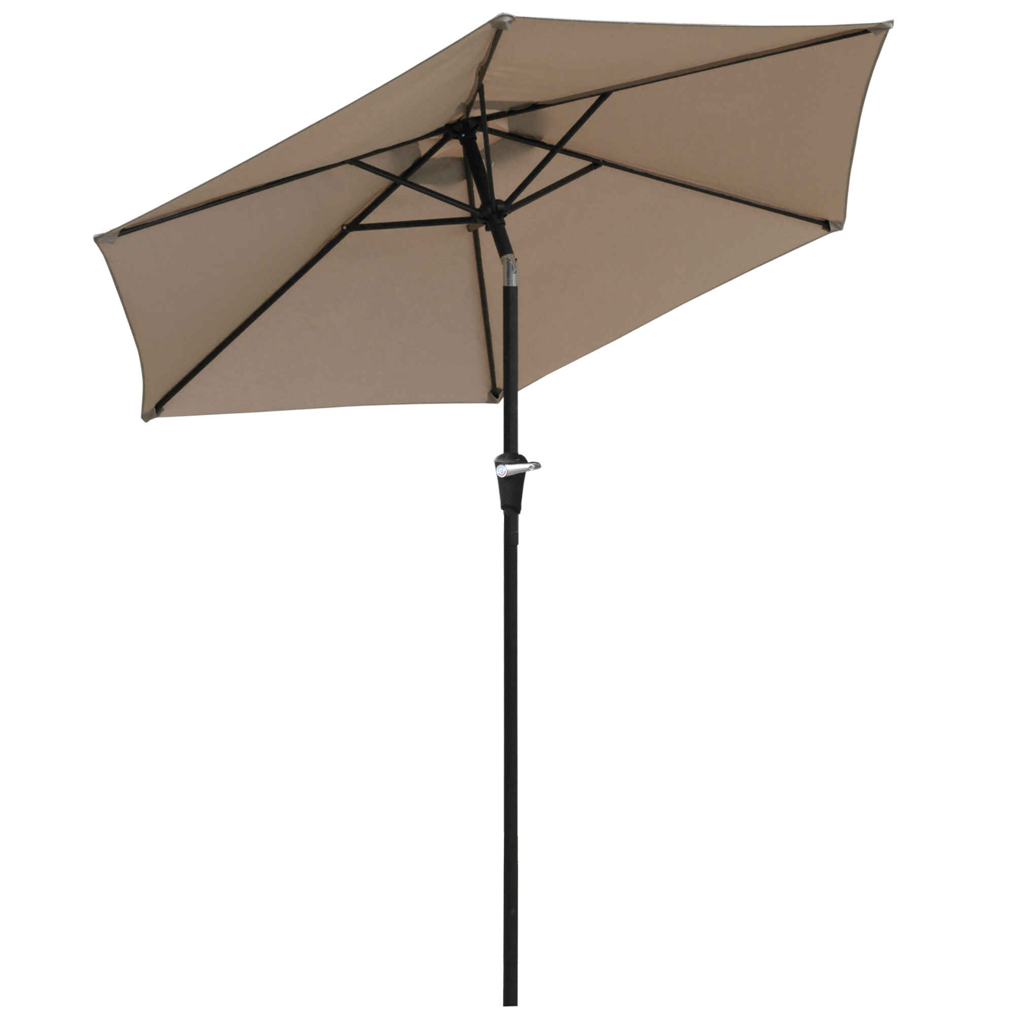 Sombrilla Terraza Exterior Ø230 cm Sombrilla de Jardín con Ángulo Ajustable y Manivela Impermeable Parasol para Patio Terraza Caqui
