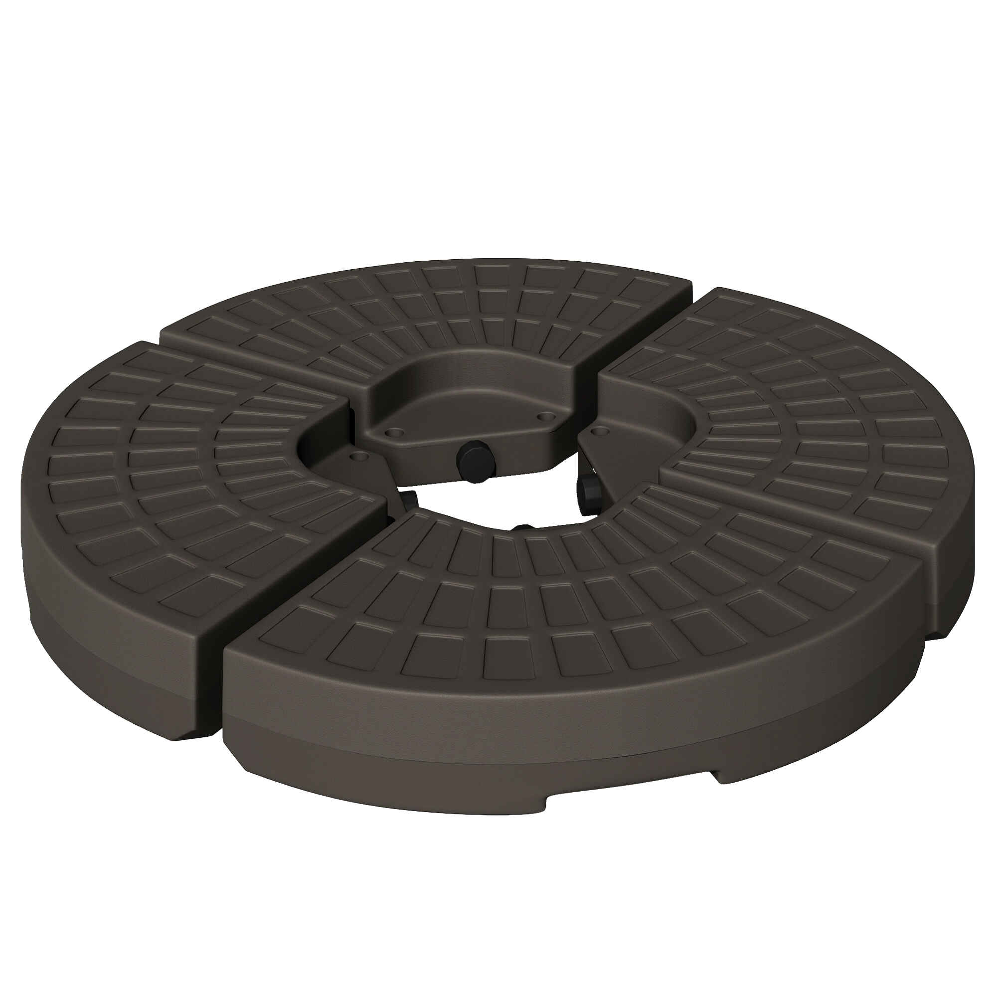 Base para Sombrilla en 4 Partes Rellenable de Arena y Agua Desmontable para Jardín Patio al Aire Libre 100x100x10,5 cm Café