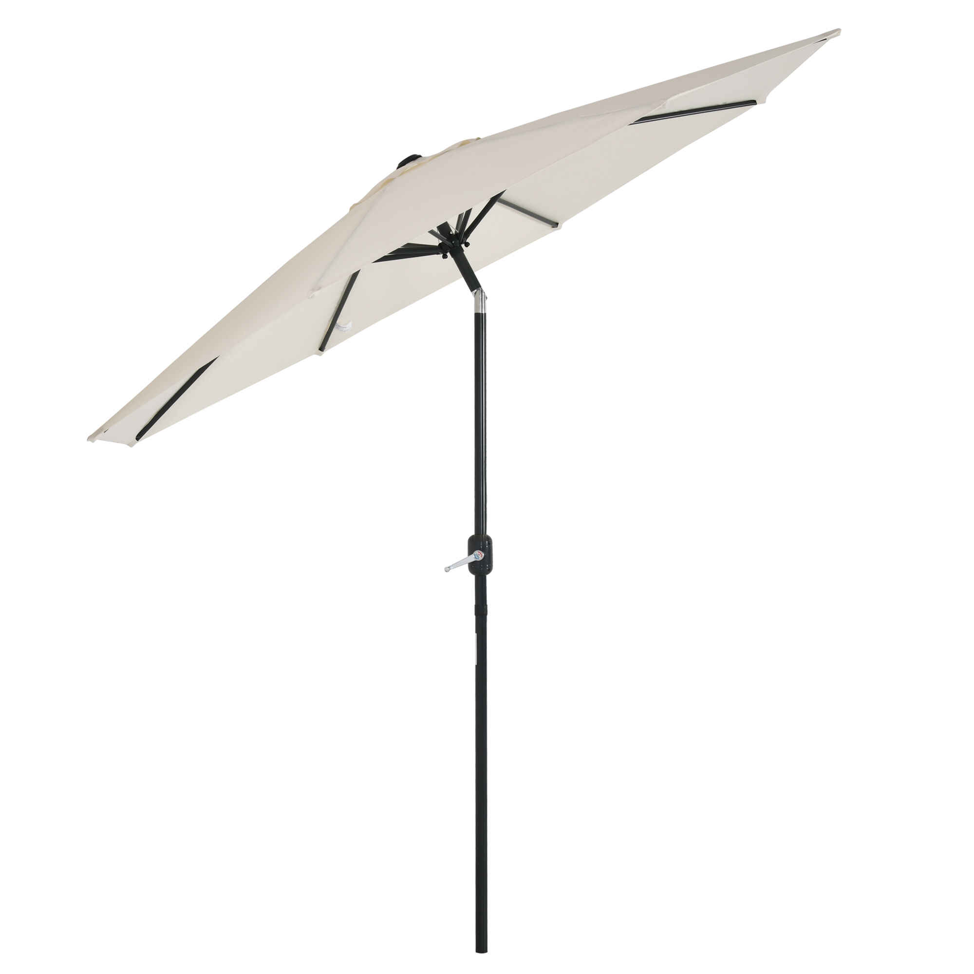 Sombrilla de Jardín de Aluminio Ø264x253 cm Parasol de Jardín con Ángulo Ajustable Protección UV 50+ Manivela para Terraza Balcón Exterior Beige