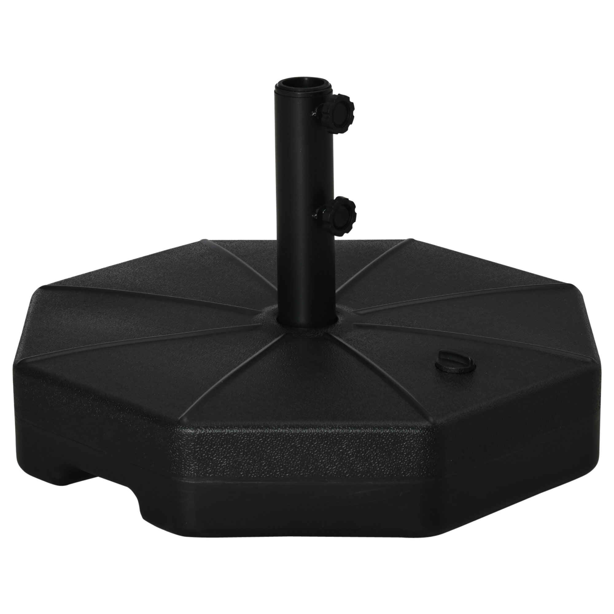 Base de Sombrilla Rellenable de Agua 28 kg o Arena 40 kg Soporte de Parasol Octagonal Apto para Postes de 38mm 48 mm para Jardín Terraza Ø60x36 cm Negro