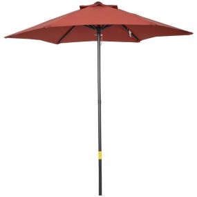 Sombrilla de Terraza Exterior Ø2x2 m Parasol de Terraza Exterior con Techo de Ventilación y Poste Desmontable de Aluminio Sombrilla para Jardín Patio Rojo Vino