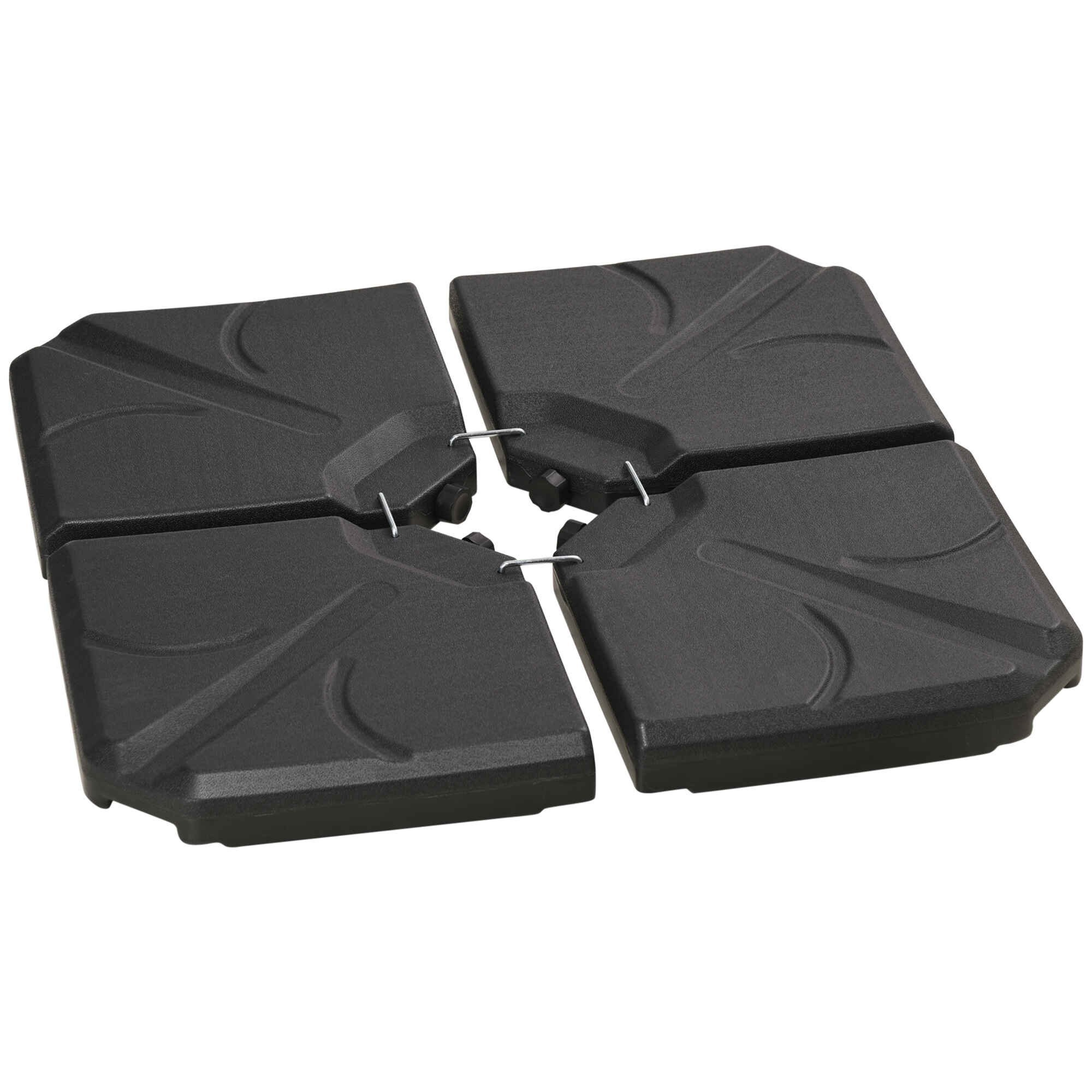 Base para Sombrilla de 4 Piezas Soporte para Parasol Rellenable con Arena 72 kg o Agua 56 kg para Jardín Patio Terraza Negro