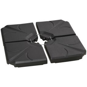 Base para Sombrilla de 4 Piezas Soporte para Parasol Rellenable con Arena 72 kg o Agua 56 kg para Jardín Patio Terraza Negro