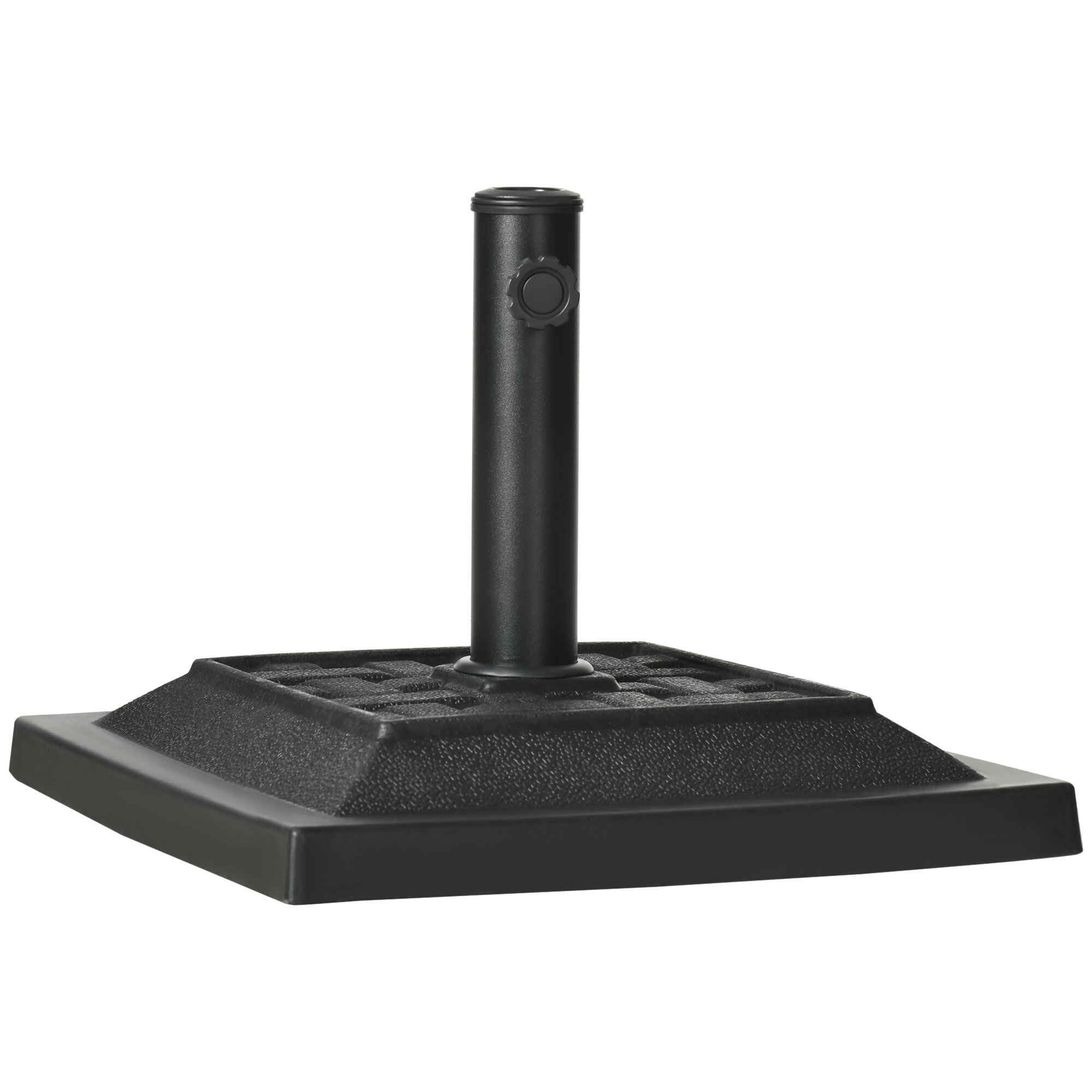 Base para Sombrilla de Jardín de 12 kg Soporte de Parasol Cuadrado de Resina para Mástil Ø32/38 mm para Terraza Patio Balcón 44x44x33 cm Negro
