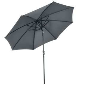 Sombrilla de Jardín Ø300x252 cm Parasol de Terraza con Manivela Techo Inclinable y 8 Varillas de Metal para Patio Balcón Exterior Gris