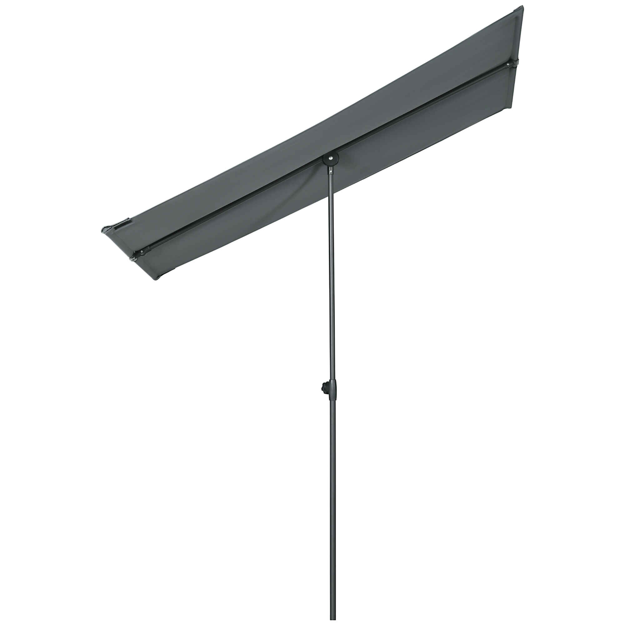 Sombrilla de Jardín Plana 180x130x115-205 cm Parasol Exterior con Techo Inclinable Altura Ajustable Protección UV30+ y Techo de Ventilación para Patio Balcón Gris