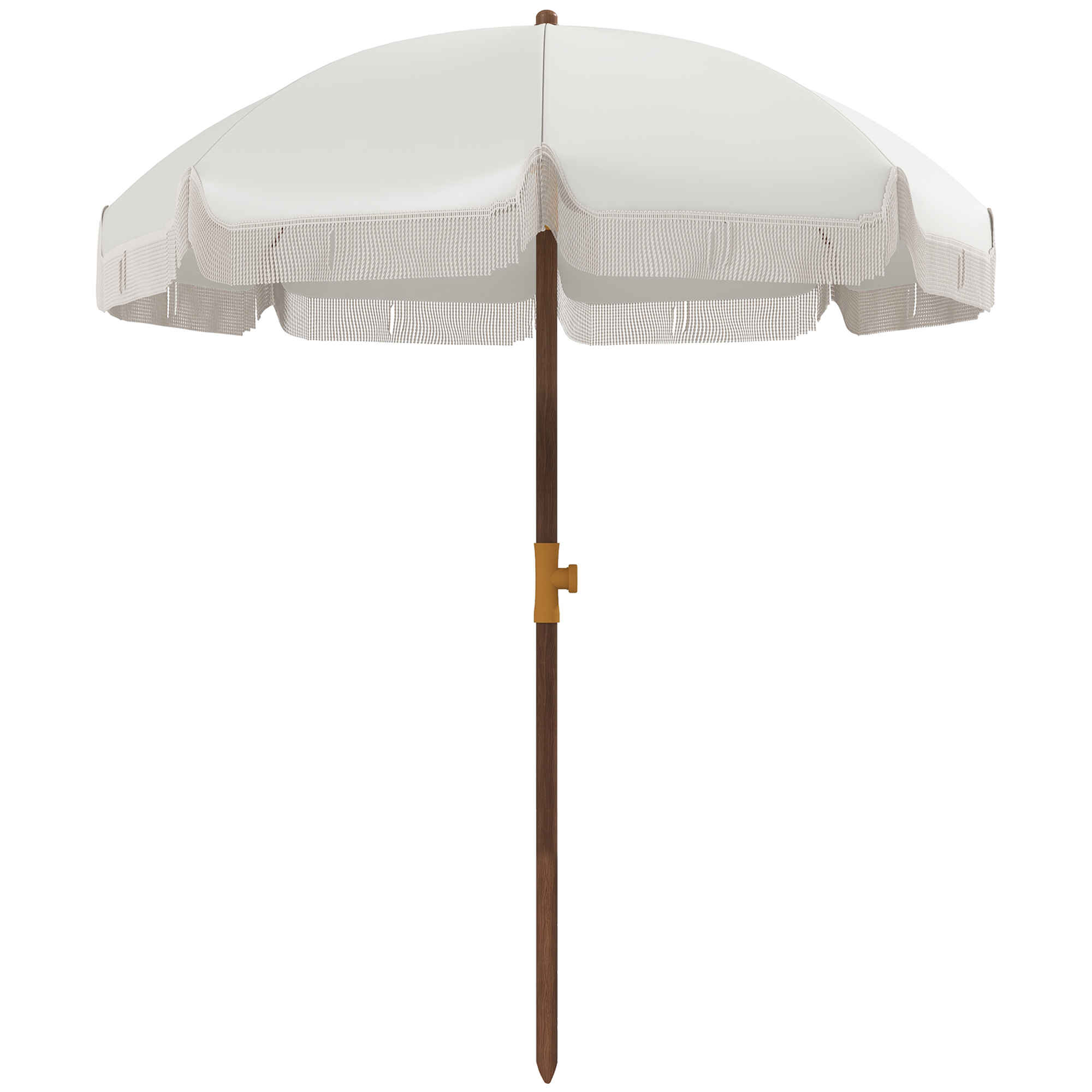Sombrilla de Playa con Flecos Ø190x210 cm Parasol para Terraza con 8 Varillas Apertura Manual Anti-UV Impermeable y Bolsa de Transporte para Jardín Piscina Gris Claro
