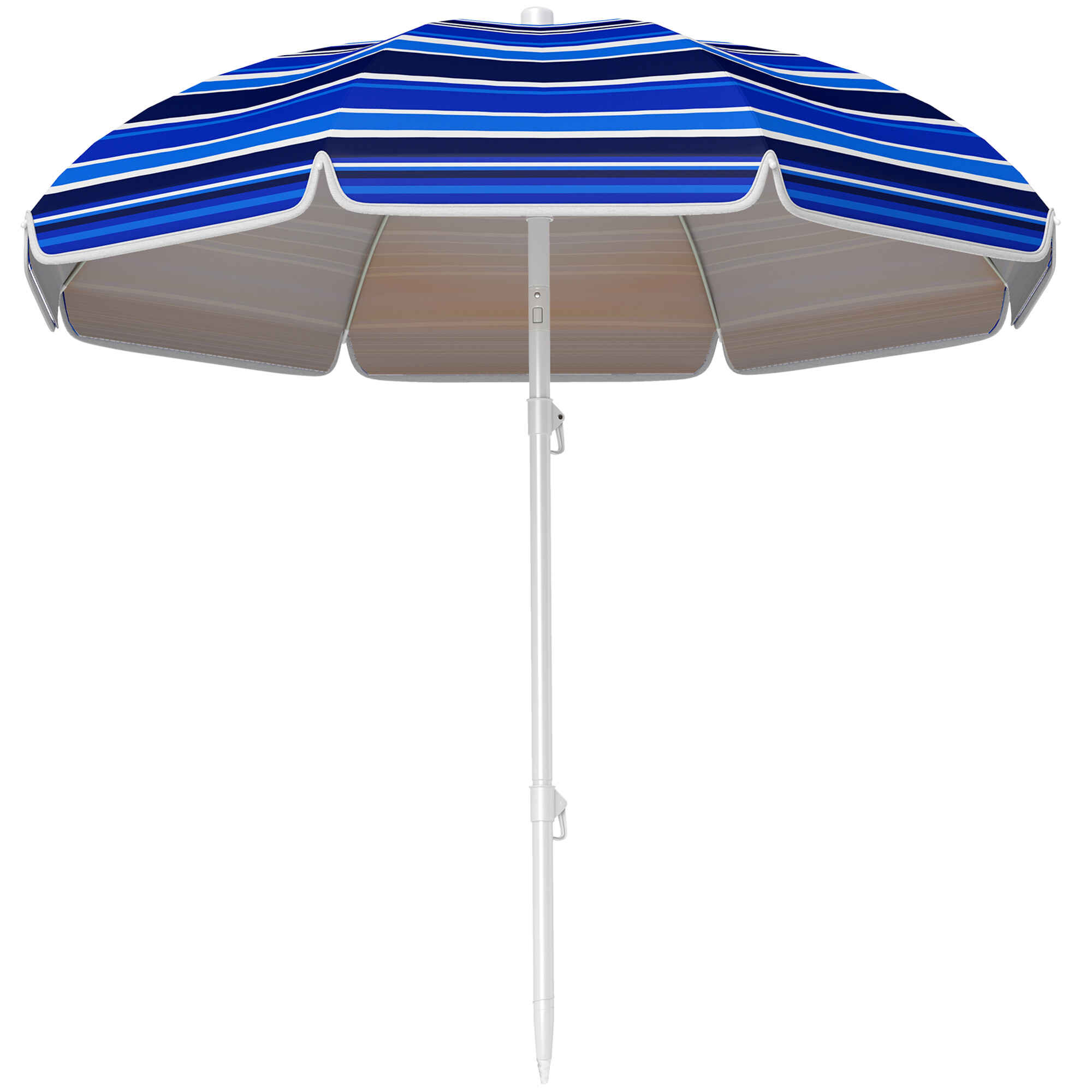 Sombrilla de Playa Grande Ø180 cm Sombrilla de Terraza Exterior Plegable con Ángulo Ajustable Protección UV50+ Impermeable Mástil de Ø32 mm Multicolor