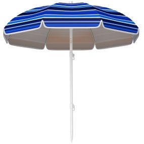 Sombrilla de Playa Grande Ø180 cm Sombrilla de Terraza Exterior Plegable con Ángulo Ajustable Protección UV50+ Impermeable Mástil de Ø32 mm Multicolor