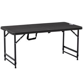 Mesa de Jardín Rectangular Plegable Mesa de Comedor Exterior para 4 Personas con Altura Ajustable y Marco de Acero para Patio Terraza Balcón 118x60x56-74 cm Gris Oscuro