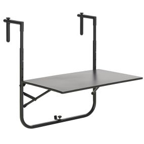 Mesa Colgante para Balcón Mesa de Pared de Acero con Altura Ajustable en 4 Posiciones Carga Máx. 15 kg para Terraza 60x60,5x56-71 cm Negro