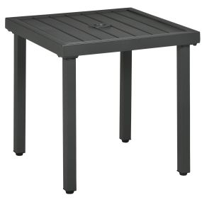 Mesa de Jardín Cuadrada Mesa de Centro de Patio con Orificio para Sombrillas de Ø45 mm Mesa Auxiliar con Marco de Acero 51x51x51 cm Gris