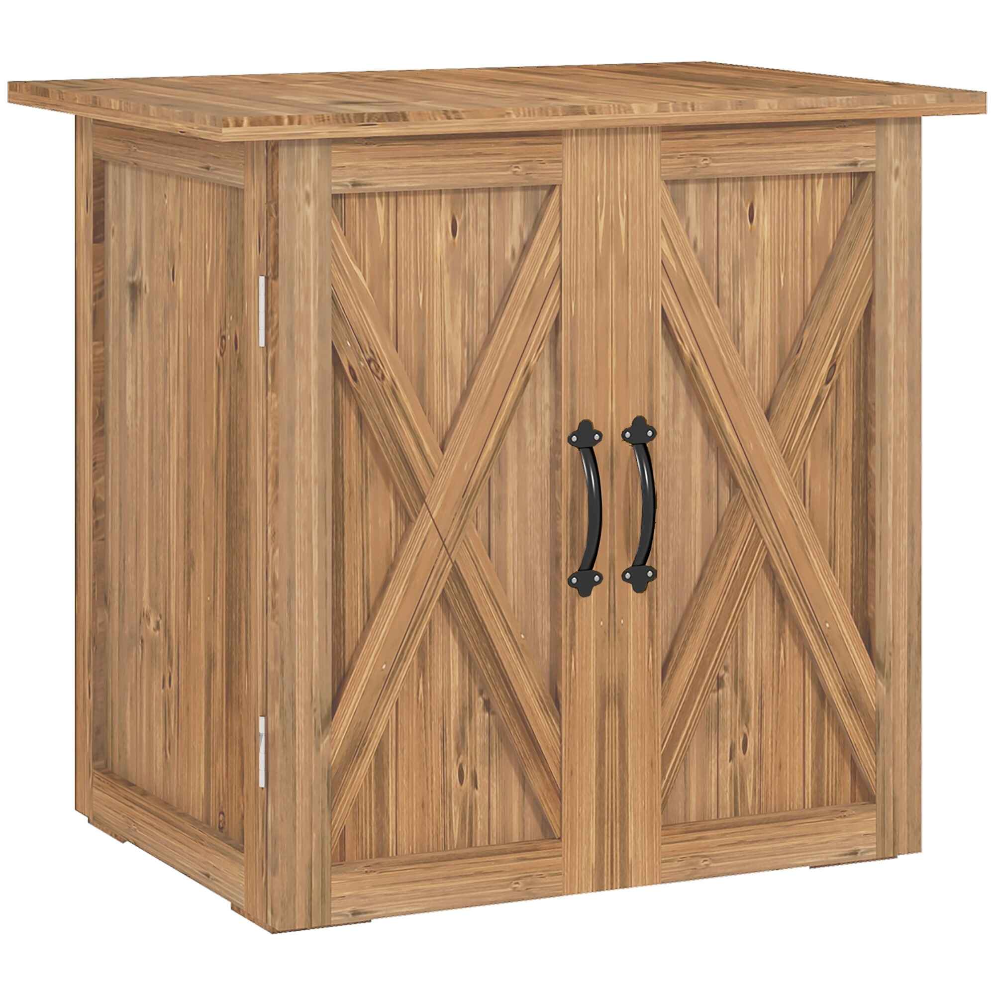 Armario de Exterior de Madera Caseta de Jardín Exterior con 2 Puertas Magnéticas Anti-UV Impermeable Cobertizo de Jardín para Almacenamiento de Herramientas 77x55x72 cm Marrón