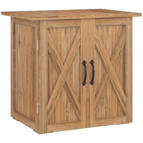 Armario de Exterior de Madera Caseta de Jardín Exterior con 2 Puertas Magnéticas Anti-UV Impermeable Cobertizo de Jardín para Almacenamiento de Herramientas 77x55x72 cm Marrón