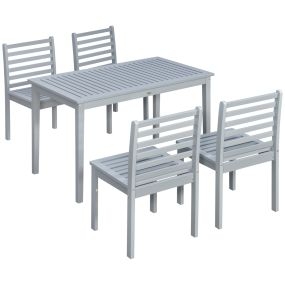 Conjunto de Muebles de Jardín de 5 Piezas Juegos de Comedor de Jardín con 1 Mesa Rectangular y 4 Sillas para Terraza Patio Balcón Gris