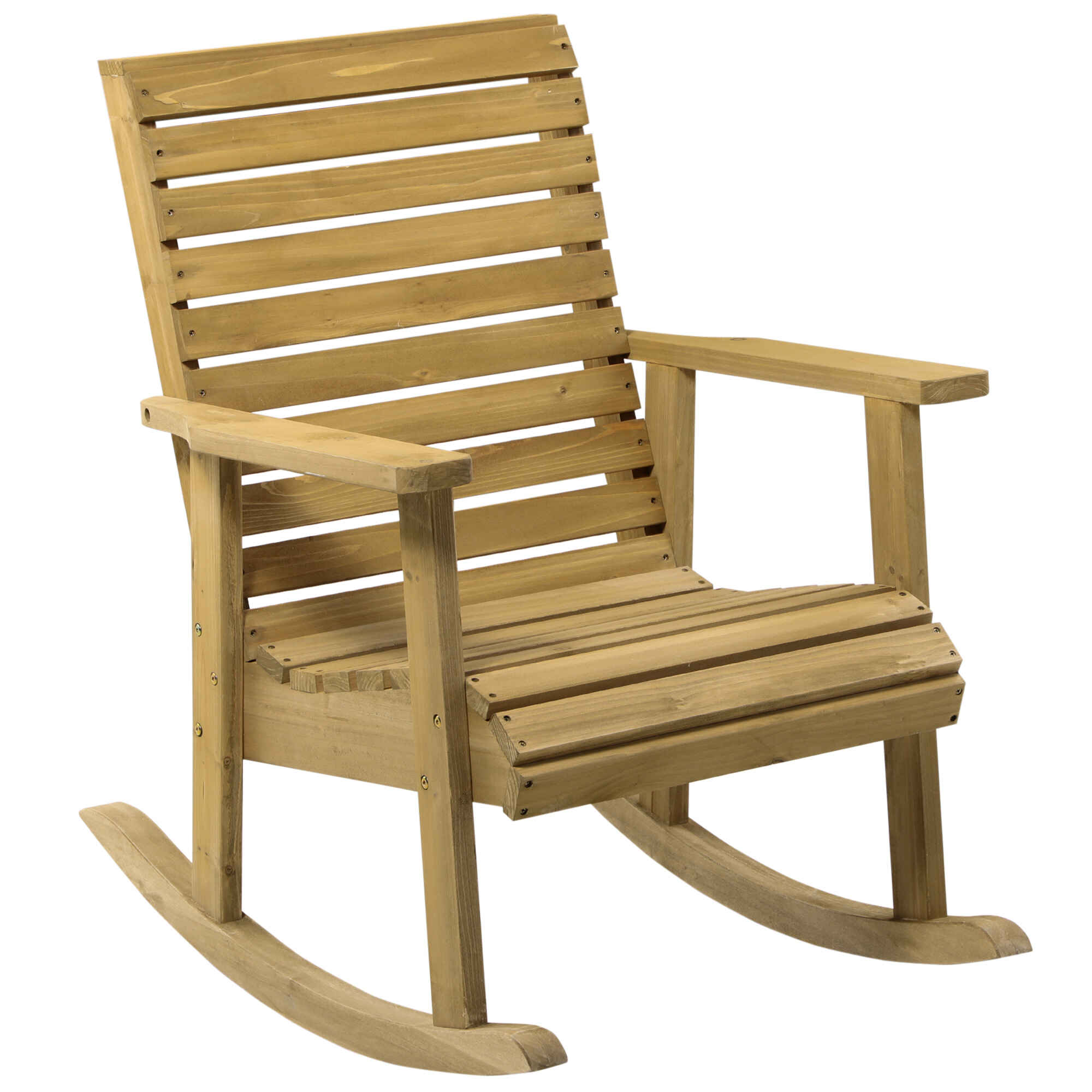 Silla Mecedora de Madera Mecedora Balancín con Reposabrazos y Diseño Listones Carga 130 kg para Jardín Terraza Porche Patio 86x64x85 cm Natural