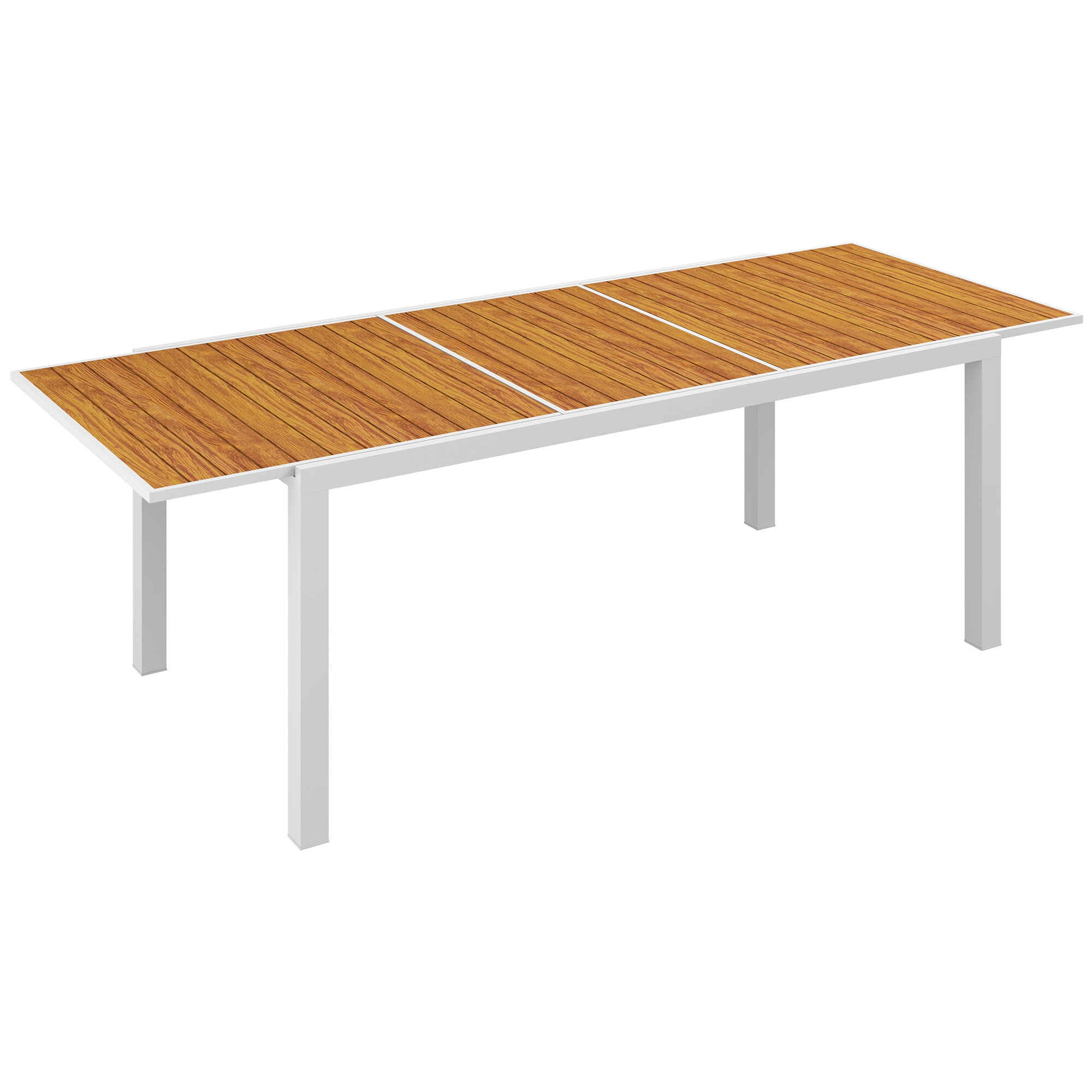 Mesa de Jardín Extensible de Aluminio Mesa de Comedor Exterior Rectangular Mesa de Terraza para 6 Personas Efecto de Madera Carga 50 kg 180/240x94x73 cm Marrón