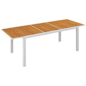 Mesa de Jardín Extensible de Aluminio Mesa de Comedor Exterior Rectangular Mesa de Terraza para 6 Personas Efecto de Madera Carga 50 kg 180/240x94x73 cm Marrón