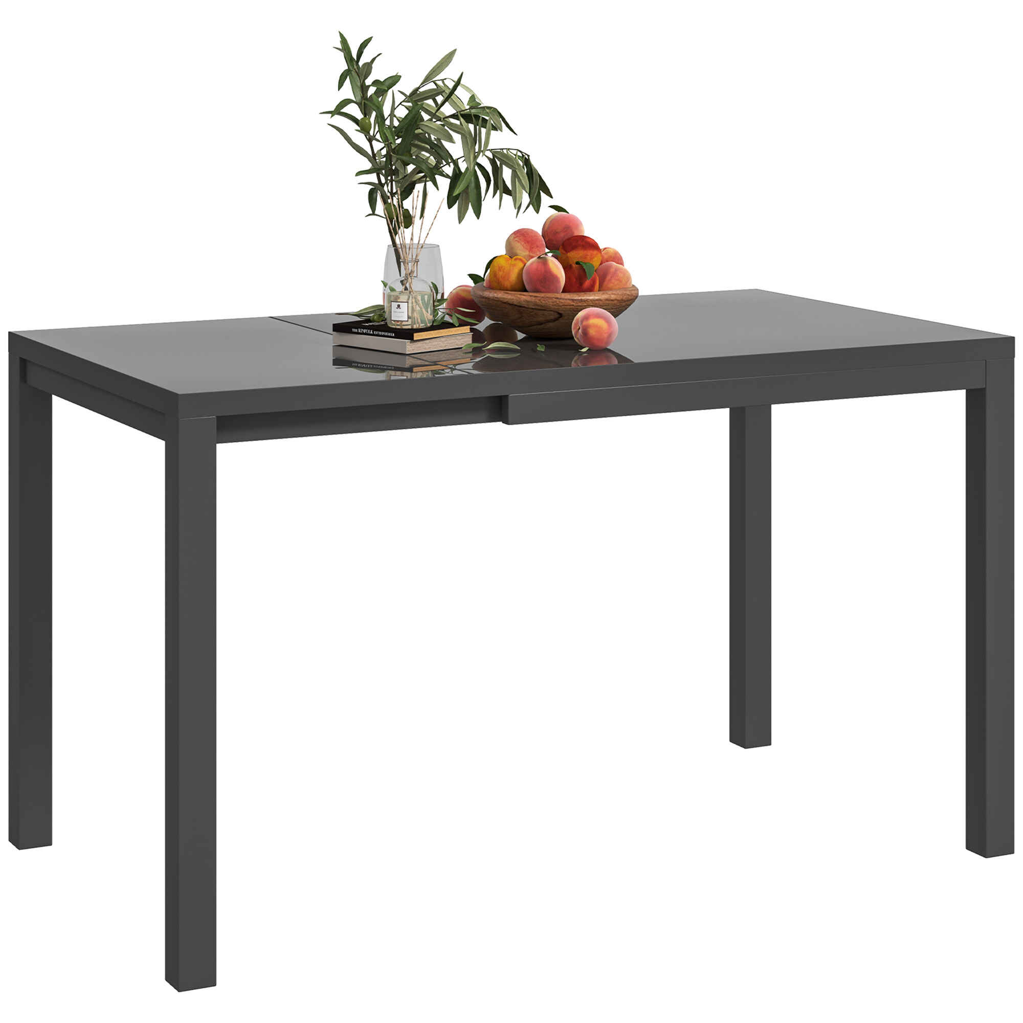 Mesa de Jardín Extensible Mesa de Comedor Exterior Ajustable 85-125 cm con Borde de Aluminio Carga 70 kg Mesa Rectangular para 4-6 Personas para Patio Terraza Gris Oscuro