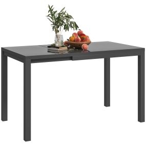 Mesa de Jardín Extensible Mesa de Comedor Exterior Ajustable 85-125 cm con Borde de Aluminio Carga 70 kg Mesa Rectangular para 4-6 Personas para Patio Terraza Gris Oscuro