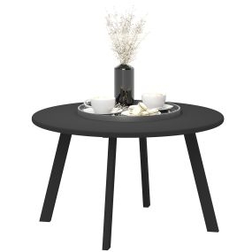Mesa de Centro de Jardín Redonda de Metal Mesa Auxiliar con Bordes Redondeados Patas Antideslizantes Mesa de Café para Patio Balcón Salón Negro